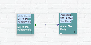 Link setzen im Showcase 'Alice-im-Wunderland', Ergebnis im Tab 'Übersicht' als Pfeil